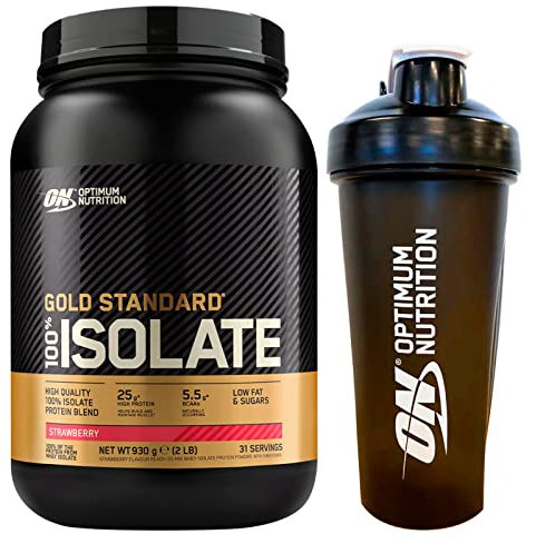Optimum Nutrition 100% Gold Standard Isolate Proteine Whey in Polvere con BCAA Fragola 930g 31 Porzioni + Shaker