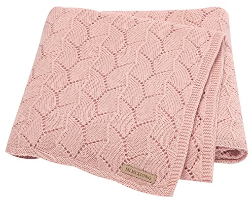 LAWKUL Babydecke 100% Baumwolle Zellulare Decke Weich Gestrickt Babydecken für Neugeborene Jungen Mädchen Kleinkind 100x80cm Rosa