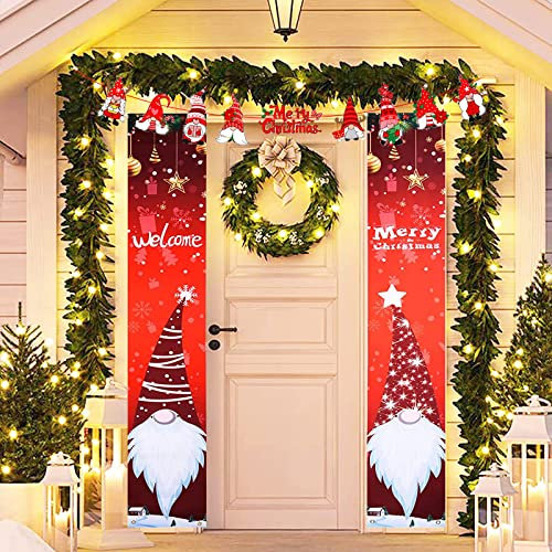 IWTBNOA Frohe Weihnachten Banner, 2 Stück Merry Christmas Banner, Weihnachtsdekorationen VerandaSchild, Weihnachten Banner für Xmas, Hängend Weihnachten Deko Indoor Outdoor Tür Display Dekorationen
