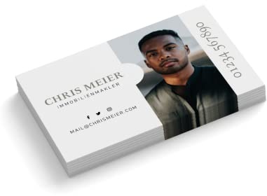 Visitenkarten personalisiert | mit Foto | Design Immobilienmakler | 1-seitig | Querformat | Menge + Papier zur Auswahl | selbst gestalten | hochwertiger Druck | 350 g Qualitätsdruck (1000 Stück)