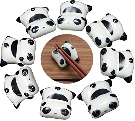 Vastsea 8 Stück Panda Stäbchen Halter, Keramik Panda Essstäbchen Ablagen, Chopsticks Holder, für Chopsticks Kissen Handwerk Ornamente für Restaurant Geschenke