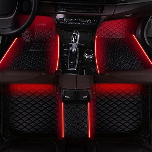 hippoca Auto Fußmatten Leder Leuchtende für Kia Sorento III 5-seat 2014 2015 2016 2017 2018 2019 2020, Allwetter Fussmatten Set Zubehör Fußmatte,Red