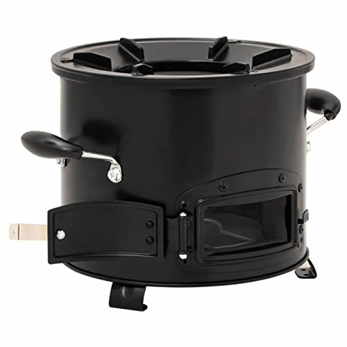 Tidyard Camping-Ofen Kaminofen mit 2 Griffen Gartenofen Backofen Pizzabackofen Grill Grillofen Terrassenofen 36 x 26 x 22,5 cm (L x B x H) Metall, Gusseisen Schwarz