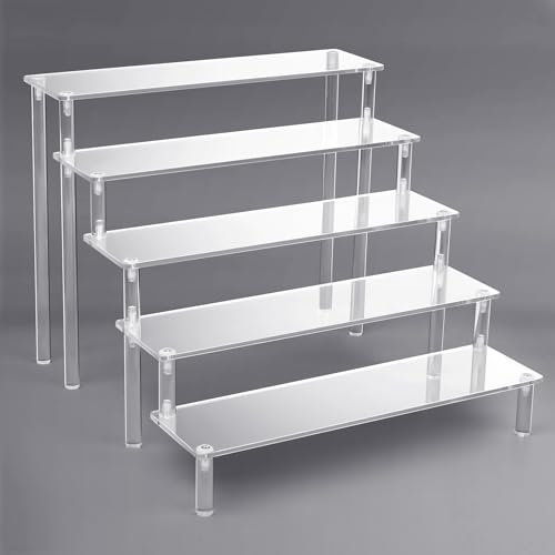 Sarsumir Espositore in acrilico a 5 livelli, trasparente, per statuette, cupcake, profumo, 30 x 32 x 25 cm