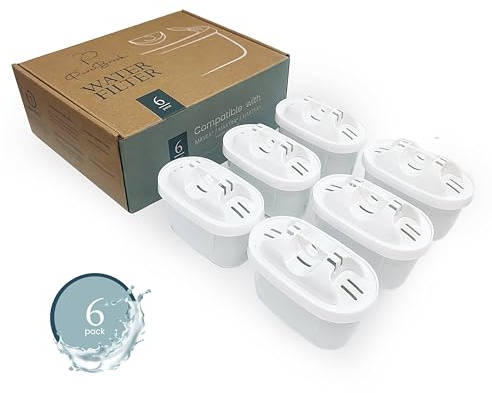 PureBrook Premium Wasserfilter Ersatzkartuschen (6er-Pack). Kompatibel mit Brita Maxtra, Mavea, Marella & Flow.