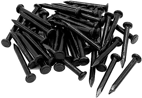 50 Stück Hardware-Nägel, 2,5 cm Länge, Karbonstahlspitze, Wand, Zement, Mauerwerk, Nägel, Holzbearbeitungsnägel, Betonnägel, schwarz, 25 mm