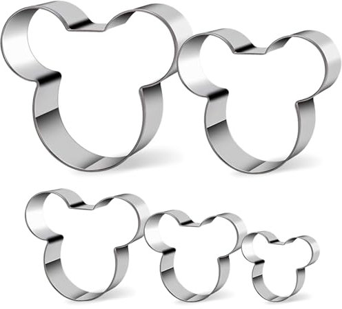 Pack of 5 Mouse Cookie Cutters – Stainless Steel Mouse Shaped Cutters in Different Sizes for Kids Boys Girls Fruit Cutters Vegetable Cutters for Baking Bento Box Bakeware for Holiday Birthday Party