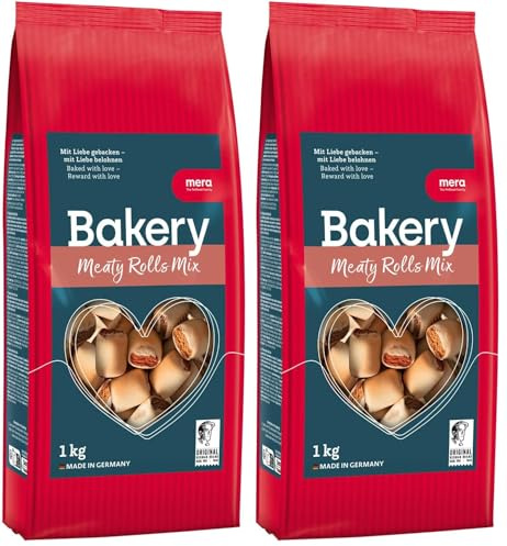 MERA Bakery Meaty Rolls Mix (1kg), Hundeleckerli für Training oder als Snack, Leckereien für Hunde, natürliche Zutaten, gebackene Hundekekse (Packung mit 2)