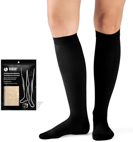 VARCOH Kompressionsstrümpfe Damen , Kompressionsstrümpfe Herren, stützstrümpfe damen am für geeignet Am besten geeignet für TVT Schwangerschaft und Krampfadern (Black,XL)