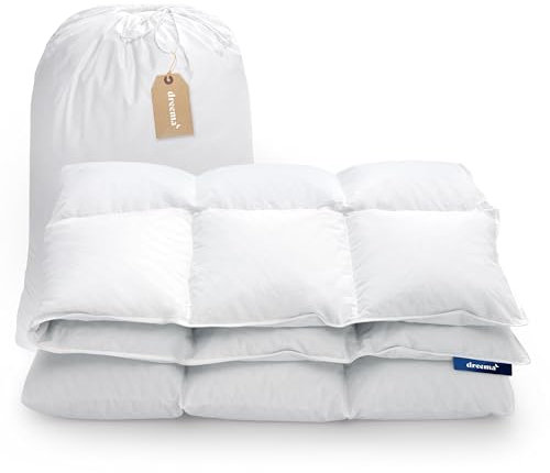 DREEMA Bettdecke 200x200 Daunendecke Warm | Extraweiche Daunenfüllung | in Deutschland gefertigt | 100% nachhaltig mit Oeko-TEX & Nomite | Allergiker geeignet | Soft-Touch Baumwollbezug