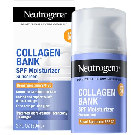 Neutrogena Collagen Bank Face Moisturizer, Broad Spectrum SPF 30 Anti-Aging Face & Neck Collagen Cream, Micro-Peptides, No White Cast 2 fl oz & Trial Size Hydro Boost Facial Cleanser, 0.5oz