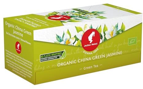 Julius Meinl Tea Premium Organic Chinese Green Jasmine - 25 Individually Wrapped Biodegradable Tea Bags - Authentic Viennese Coffeehouse Heritage - Floral & Soothing Hot or Iced Tea Blend