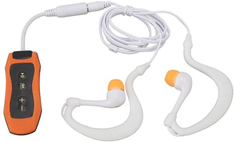 Lettore MP3 Septpenta, Lettore Musicale USB 2.0 Ricaricabile, Cuffie Subacquee con Cavo Corto, Design Idrodinamico, per Nuoto e Corsa (Orange)