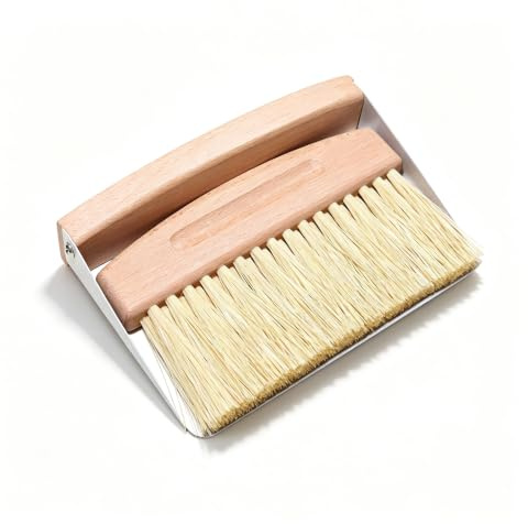 Eabdice Mini Tischbesen mit Schaufel, Premium Tischbesen mit Kehrschaufel, Tischbesen und Schaufel, Magnetisch Handfeger und Schaufel für Bürotische, Küchen und Esstische