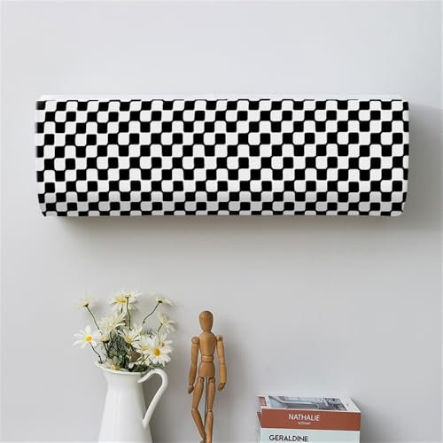 Hiseng Moderne Housse de Protection Climatiseur Interieur, Couvercle Anti-Poussière pour Climatiseur Monobloc Mural, Housse de Climatiseur à Fixation (86 * 23 * 30（1.5P),Grille Noire