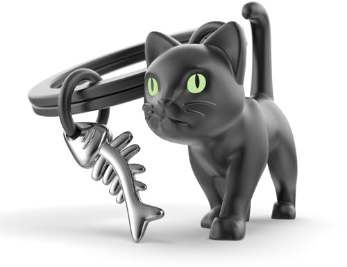 METALMORPHOSE - Porte-clés Chat noir - Cadeau Enfant, Homme et Femme