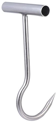 POPETPOP Gancio Macelleria Acciaio Con Manico t Antiruggine Per Appendere Carni Bistecche e Pollame Uncino Robusto e Affilato Per Lavorazione e Stagionatura Utensile Professionale Per Bbq e