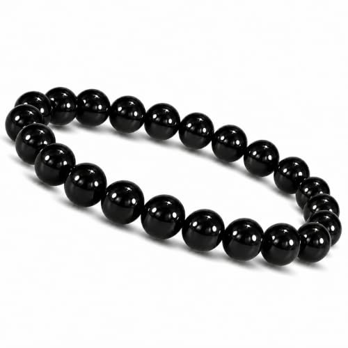 Unique Gems Herren Onyx Armband Naturstein Perlenarmband 8mm elastisch handgefertigt Made in Germany Geschenk für Männer