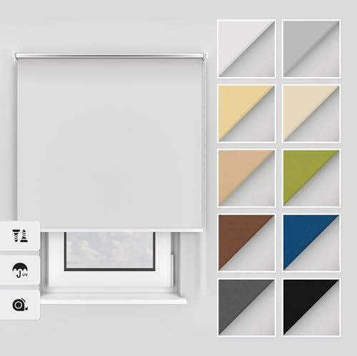 Estika Thermo rollos mit Bohren 130x220 cm Farbe: Weiß, Verdunklungsrollo Deckenmontage und Wandmontage, Thermorollo hitzeschutz, Jalousien Fenster