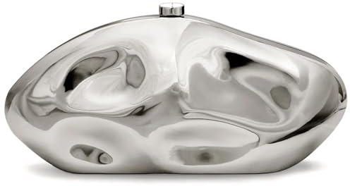 Acrylic Clutch Purse for Women Evening Bag, Irregular Shell Acrylic Purse Box Clutch with Chain for Party Wedding Prom, Silver
