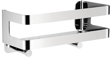 RYing Mensola Doccia in SUS304 Acciaio Inox,Portaoggetti Doccia Design Minimalista,Mensole Bagno con 2 Ganci,Organizza i Prodotti da Bagno e Cucina,Cromo (20cm)