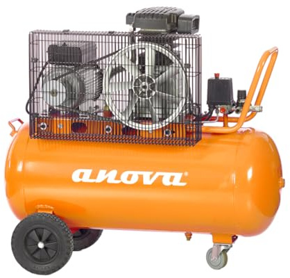 ANOVA - Compresor de aire Eléctrico | 4 HP - 3 KW | 230 V | 100 L | Revoluciones Máximas 2850 RPM | Para Inflado de Neumáticos, Herramientas Neumáticas y Pintura | Diseño Robusto