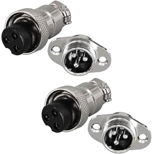 RUNCCI-YUN 2 Pares GX12 3 Pines Aviación Enchufe Conector,12mm Soldadura Metal Macho Hembra Panel Conector de Cable（GX12 3 Pines）