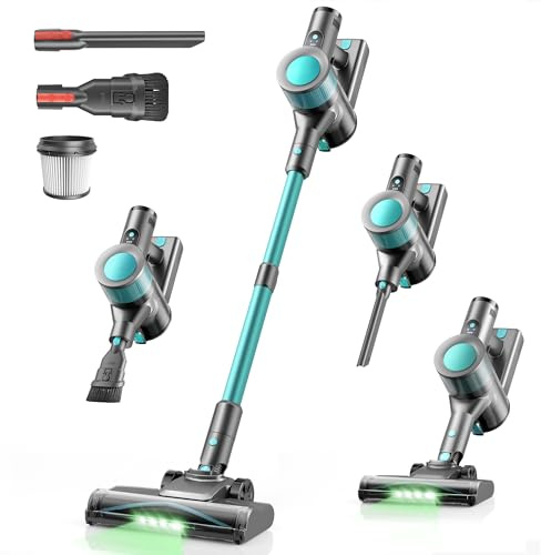 Dzaki 45000Pa Akku Staubsauger, Staubsauger Kabellos mit Smart Display, Standfunktion, Langer Laufzeit und Anti-Verhedderungsbürste für Teppich Hartboden Tierhaare Auto