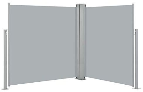Festnight Doppel Sichtschutz Garten 140x600 cm Seitenmarkise Ausziehbar Sonnenschutz Doppelseitenmarkise Windschutz Terrasse Sichtschutz Doppelmarkise Balkon Seitenwand Außen Anthrazit