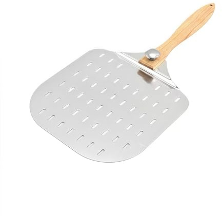 MEETOZ Aluminum Pizza Peel,12 inch Pizza Paddle Pizza Spatula,with Foldable Wood Handle Premium Pizza Paddle for Baking Homemade Pizza and Artisan Breads
