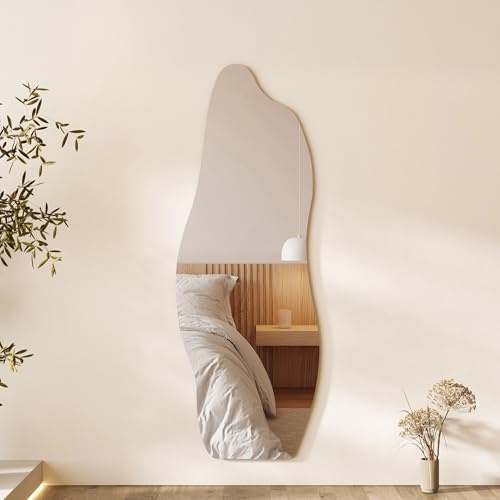 BD-Baode Asymmetrischer Spiegel 60 x 165 cm Unregelmäßig Großes Dekoratives Ankleidespiegel Ganzkörperspiegel Wandspiegel für Badezimmer, Wohnzimmer, Eingangsbereich und Schlafzimmer(Peakform)