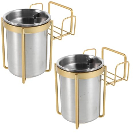 ULTECHNOVO Cenicero De Pared para Baño Sin Perforaciones, Acero Inoxidable, Desmontable y Práctico, Ahorro De Espacio, Adecuado para Hogares, Oficinas y Locales Comerciales, Paquete 2 Piezas