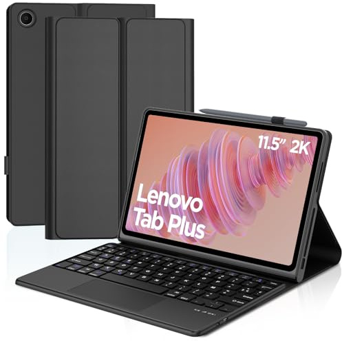 Coque Clavier pour Lenovo Tab Plus 11.5 Pouces, AZERTY Français Clavier Bluetooth Magnétique Détachable avec Pavé Tactile et Housse de Fin pour Tablette Lenovo Tab Plus 11.5 2024 (TB351FU), Noir