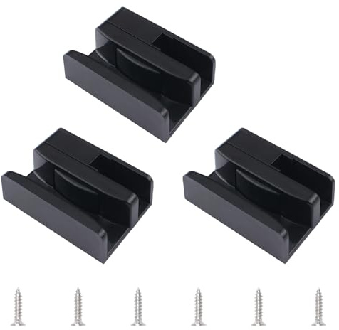 INCREWAY Lot de 3 guides de douche coulissants noirs en plastique avec vis stabilisateurs unilatéraux pour portes de douche