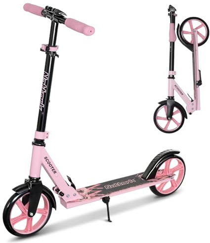 Nattork Scooter for Kids 8-12, Teens and Adults- Adjustable Height Folding Kick Scooter with Large Sturdy Wheels for Smooth Ride, Lightweight, Anti-Shock Suspension, Scooter for Boys and Girls