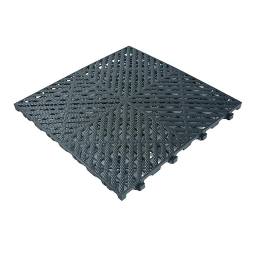 Azulejo de Drenaje ventilado Antideslizante, Piso plástico Modular Polipropileno, baldosas for Garaje for Lavado Autos, 40x40x2cm(Black)
