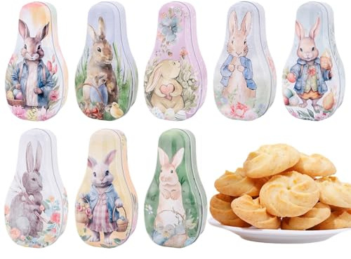 Scatole di Latta Pasquali | 8 Contenitori Di - Scatole Di Latta Per Snack Festivi - Per Pasticceri Domestici Negozi Scrivania Vetrina Tavolo Da Pranzo Scuola Ristorante Regali Calze Artigianato