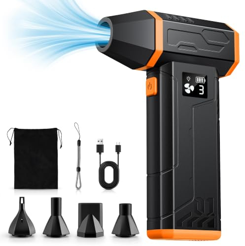 VIWAVE Compressed Air Duster,150000RPM Super Power Compressed Air Cleaner for PC,Rechargeable Cordless Air Blower with LED Light,3 Gear Dust Blower for Computer Keyboard Outdoor House Car