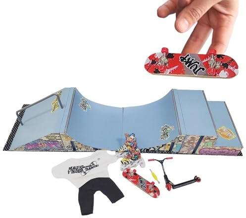 Generico Finger Skateboard-ramper - 20 x 15,5 x 17 cm fingerspetsar, Scooter | Mini fingerbrädor för inomhusfesten – ABS, inklusive ramper och skateboard
