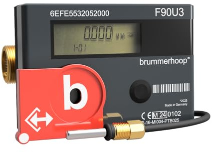 Brummerhoop Ultraschall-Wärmezähler F90U3 Qp2,5 DN20mm Baulänge 130mm 1 Zoll Anschlussgewinde, abnehmbare Anzeigeeinheit inkl. freier Steckplatz für Erweiterungsmodul 2026 gültig bis 2032
