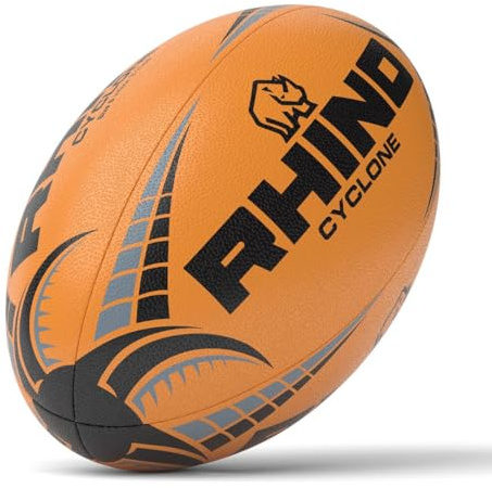 Rhino Cyclone XV träning rugbyboll, fluo orange, storlek 3