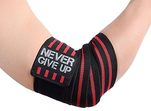 HYFAN Rodilleras profesionales para muñeca, codo, correas elásticas, protector de soporte para levantamiento de pesas, entrenamiento, culturismo, gimnasio, fitness (codo, rojo)