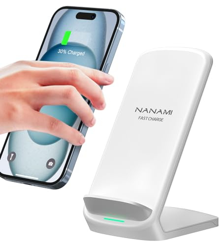 NANAMI Fast Wireless Charger, 15W Induktive Ladestation für Samsung & Apple | für Galaxy S26/S25/S24/S23/S22/S21/S20/S10/S9 Note 20, für iPhone 17/Air/16/15/14/13/12/11/X/XS/XR/8/8 Plus Google Pixel LG