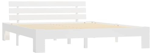 vidaXL Estructura Cama Somier Mobiliario Casa Clásica Práctica Cómoda Moderna Robusta y Duradera Sin Colchón Blanca 180x200cm Madera Maciza Pino