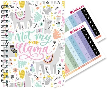Slimming World Kompatibel mat diet dagbok logg journal viktminskning välbefinnande 7 veckors varaktighet 2025 med klistermärken lama mönster