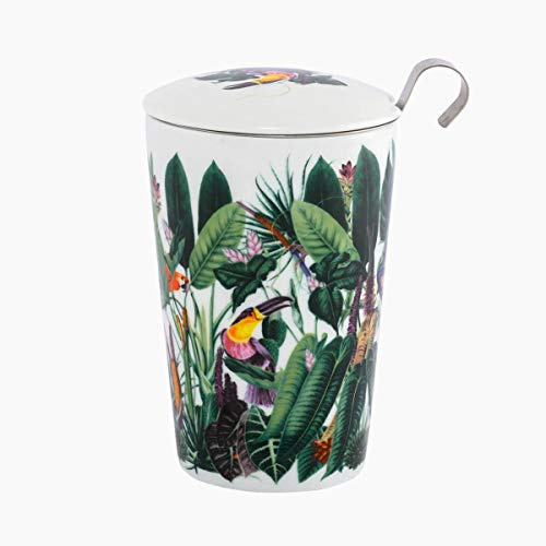 EigenART TEAEVE Teetasse, Becher mit Sieb + Deckel, Rainforest im Geschenkkarton