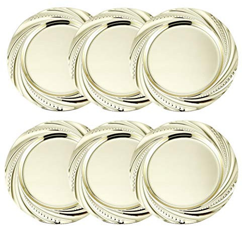 Insun Round Beaded Decorative Charger Plates Set of 6 Service Plates for Dining Table or Décor Gold 35cm Diameter