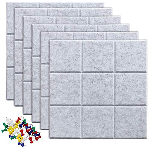Uoisaiko Große Filz Pinnwand Selbstklebend mit 30 Pinnnadeln, 6 Stück 30x30cm Filzboard Memotafeln Memo Boards Bulletin Board Wanddekoration für Büro Küche, Fotos Memos