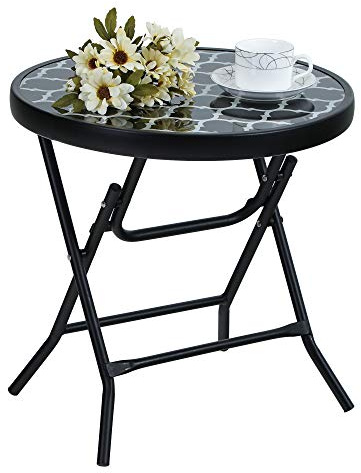 PHI VILLA Small Garden Table Outdoor Table Folding Garden Side Table