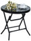 PHI VILLA Folding Side Table, Foldable Coffee Table, Outdoor Garden Table, Small Round Patio Table - Black